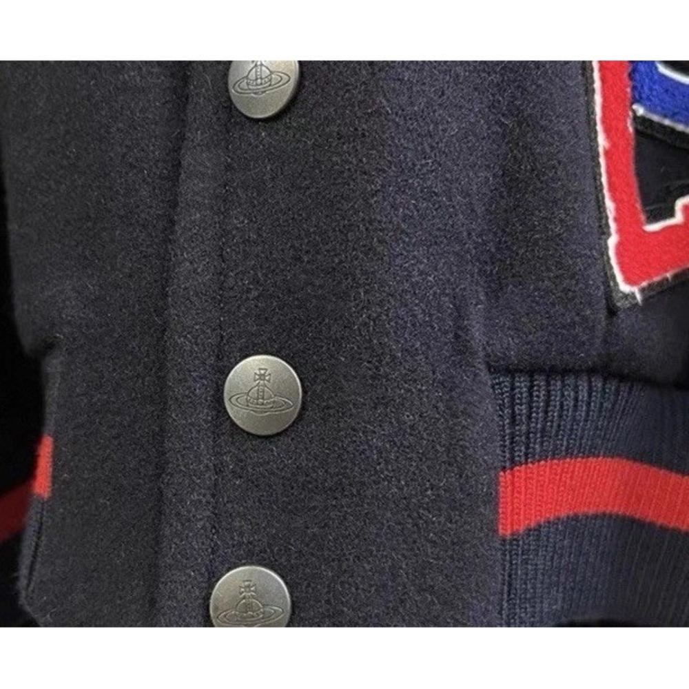 Vivienne Westwood RED LABEL Wool Varsity Jacket Orb Navy Gray New No Tags - Picture 7 of 13